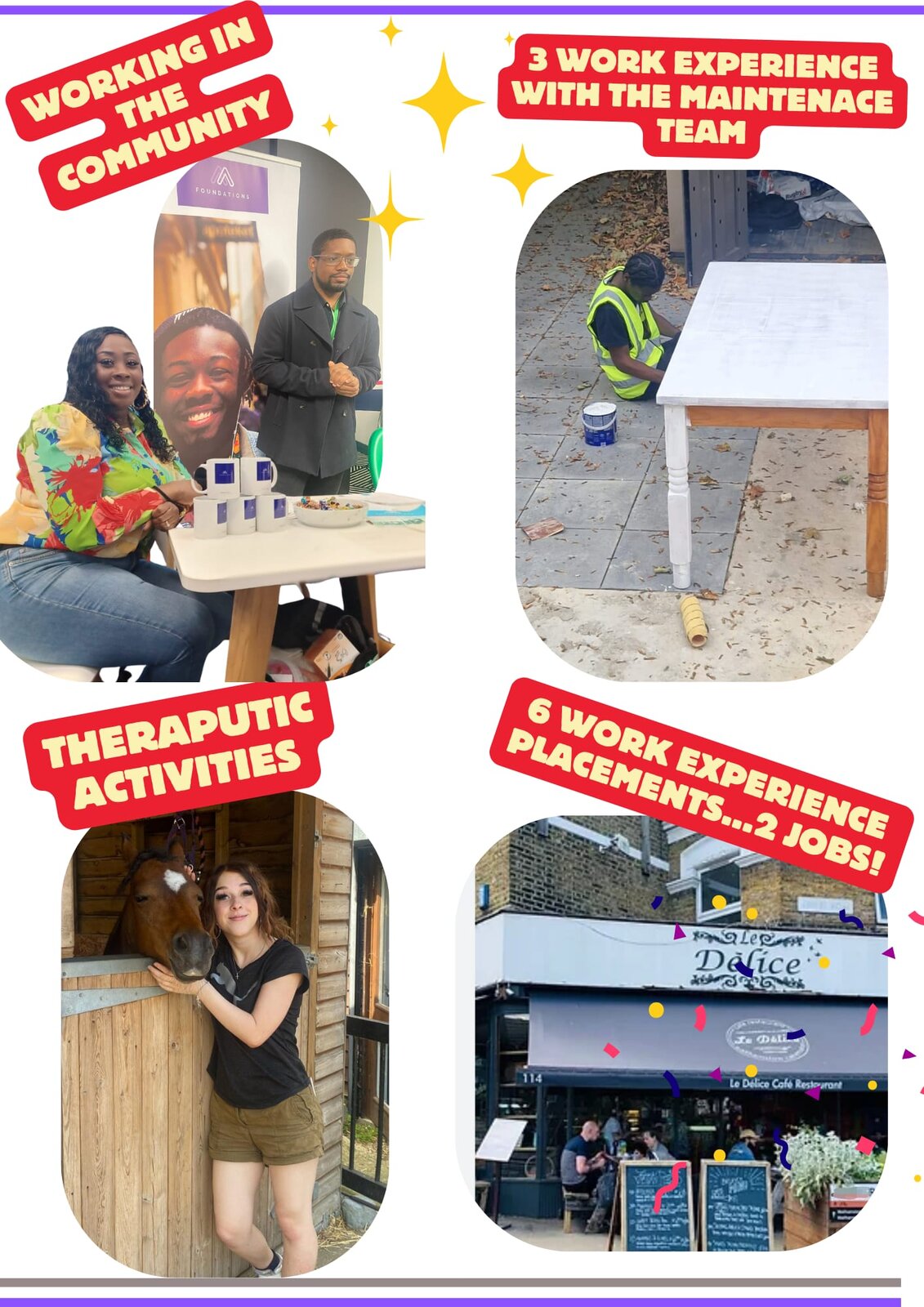 Foundations young people working in the community, therapeutic activities and work-experience placements