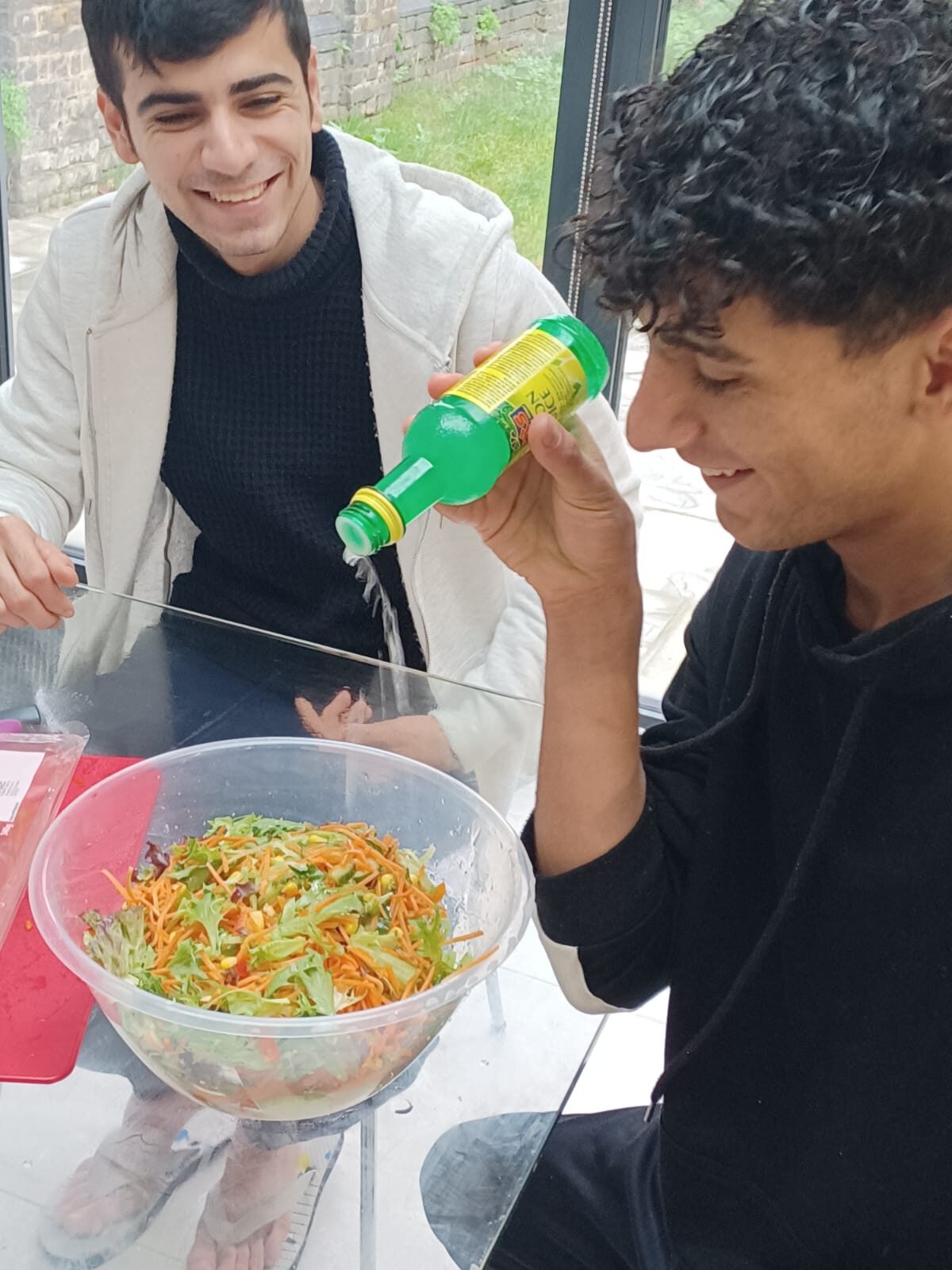 Cooking a fresh meal together